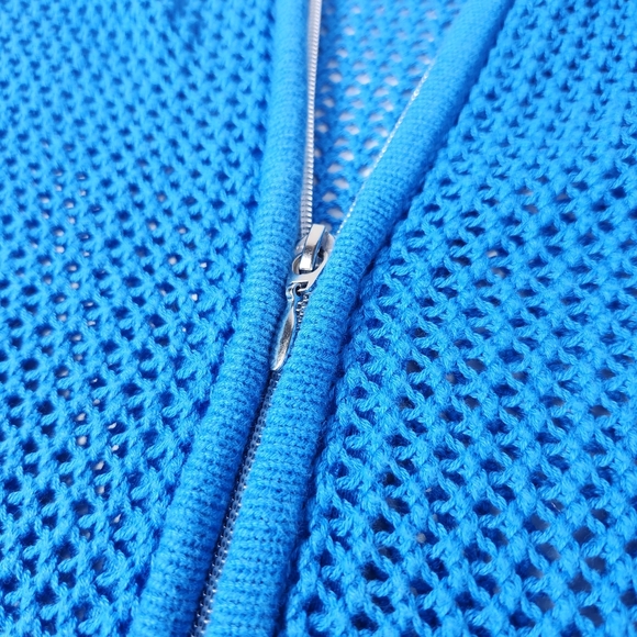 Chico's Vibrant Blue Loose Knit Hoodie Cover Up Size 1 Small - Picture 7 of 9